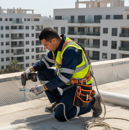 Technicien sur toit d’immeuble à Casablanca