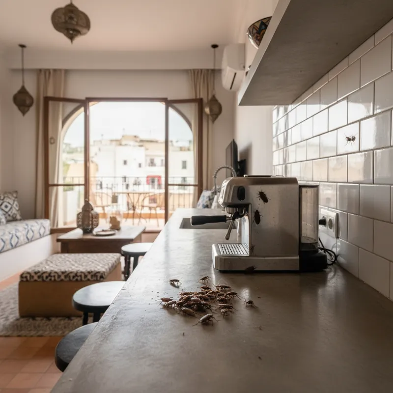 Appartement moderne avec cafards Cafards dans cuisine neuve équipée