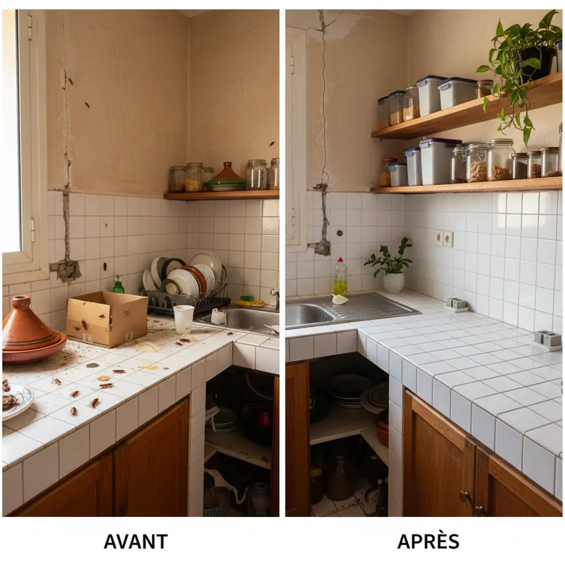 Résultat d'un traitement anti-cafards avec prévention
