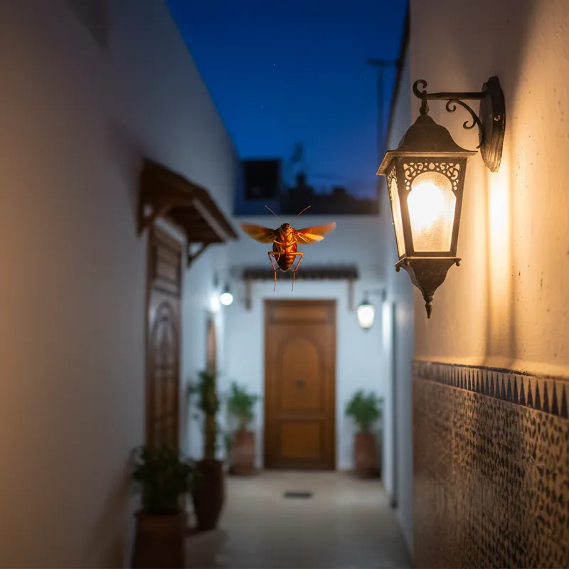 Cafard américain vol nocturne lumière