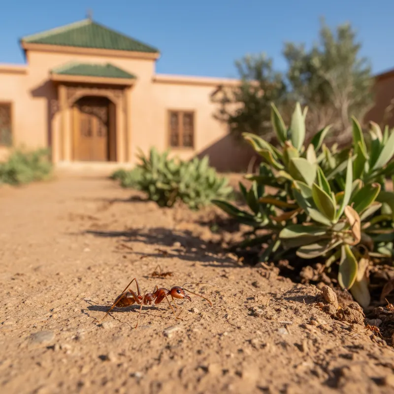 Fourmis rouges dans jardin marocain